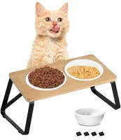 Erhöhter Katzennapfständer, Katzennäpfe auf Holzständer, Katzennäpfe für Wasser Katzennäpfe für die Fütterung von Kätzchen und Welpen