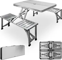 CASARIA® Klapptisch mit Stühlen Wetterfest Klappbar Campingtisch-Set Gartentisch Esstisch Falttisch Klappbänke Biertischgarnitur