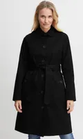 fransa FRCASSIE Damen Trenchcoat Jacke Übergangsmantel mit Reverskragen und Gürtel seitliche Eingrifftaschen