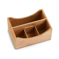 Zeller Ordnungsbox Holzkiste 18 x 25 cm, mit Griff und 4 Fächern, Bambus
