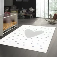 Kinder-Teppich mit Herz & Pünktchen design in creme und grau Größe - 160 x 230 cm