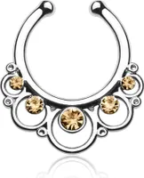 Nasenpiercing Nasenring Fake Piercing Septum Helix Kugeln Zirkonia Kristalle Strass silber-topaz