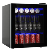 COSTWAY 46L Getränkekühlschrank mit Glastür, Flaschenkühlschrank, Mini Kühlschrank 44,5x46x49,5cm