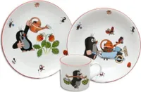 Thun 1794 Maulwurf und Erdbeeren, Kinderporzellanset, Thun, 3 Stück