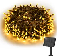 Lichterkette, 12M Solar LED Lichterkette, 8 Lichtmodi, Solarlichterkette für Garten, Balkon, Terrasse, IP65 Wasserdicht, Warmweiß