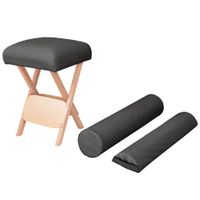 Möbel- Schwarz Relax CHIC Fernsehsessel Massage-Klapphocker 12 cm Dicker Sitz + 2 Nackenrollen Schwarz[1291]