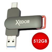 Xedor® USB Stick 512 GB Pro - USB C und USB A 3.2 Gen2 - Download 560 mb/s - Geeignet für iPhone 15 (Pro) und Android