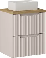 Waschtisch 50cm mit Keramikwaschbecken, kaschmir und Eiche, NEWPORT-56-CASHMERE