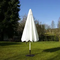 VCM Sonnenschirm Ø 3,8m | Schirm mit Kurbel aus Alu | Sonnenschutz | Weiß