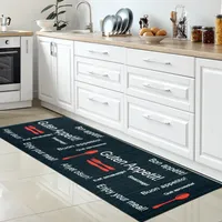 Guten Appetit Küchenläufer in schwarz mit Gelrücken und weißem & rotem Schriftzug Größe - 80 x 150 cm