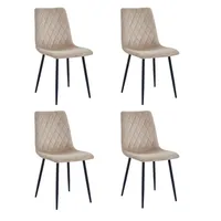 Lina® Elisia Esszimmerstuhl im modernen Design - Samt - Bequemer Stuhl für Ihr Esszimmer, hochwertiger Stoff, ergonomische Form - 4er Set - Beige