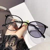 Brille Damen Herren Selbsttönend Anti Blaulicht Ultraleicht Mode Rundrahmen Schwarz