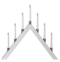 Star Trading LED světelný oblouk "Tall", 7 plamenů, trojúhelníkový, dřevo, bílý, v 63cm, š 66cm