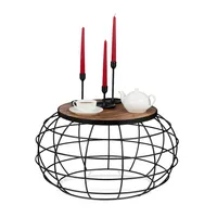 relaxdays Couchtisch Holz braun, schwarz 67,0 x 67,0 x 36,0 cm
