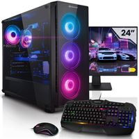 Megaport Komplett Set Gaming PC AMD Ryzen 5 5500 - 24" Monitor - RTX3050 6GB - 32GB RAM - 1000GB SSD - Windows 11 - 22-DE