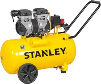Stanley Kompressor 230V SXCMS1350VE - Luftkompressor 8Bar - 50L - 59dB - Geräuscharme Luftpumpe - Ölfrei - 150L/Min - mit Handgriff und Rädern - Gelb