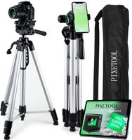PIXETOOL Kamera- und Telefonstativ 170cm - Dreibeinstativ - SLR-Kamerastativ - Inkl. Smartphone-Halterung - Smartphone-Stativ - Kamerahalterung - Handy-Stativ