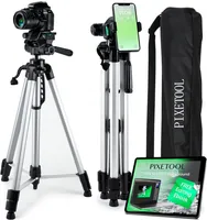 PIXETOOL Kamera- und Telefonstativ 170cm - Dreibeinstativ - SLR-Kamerastativ - Inkl. Smartphone-Halterung - Smartphone-Stativ - Kamerahalterung - Handy-Stativ