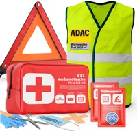 3 in 1 Set Auto Erste Hilfe Kit - KFZ-Verbandskasten, Warnweste, Warndreieck - Pannenset & Unfallzubehör für PKW