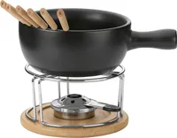 Kela Käsefondue-Set Natura Keramik schwarz 20,5cm 21,5cmØ 1l, 61306