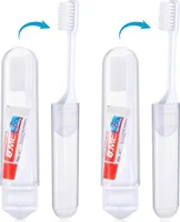 2 Stück Tragbare Weiche Zahnbürsten Reisezahnbürsten Faltbare Camping Zahnbürste mit Weichen Borsten Mini Klappbare Reisezahnbürste mit Zahnpasten für Kinder Erwachsene (Weiß)