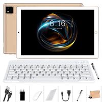 YOTOPT Tablets 10 Zoll Android 10.0, Octa-core, 4GB RAM, 64GB ROM, 1280*800 IPS, WiFi Unterstützung/GPS/ Bluetooth4.2, Tastatur/Maus|/Tablet Cover und Mehr Enthalten, U10, Farbe: Gold