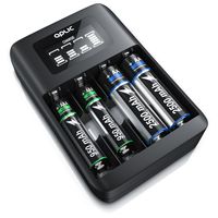 Aplic Batterie-Ladegerät 1800 mA, 4-Schacht USB Ni-MH Akku-Lader, Individuelle Ladeschachtüberwachung