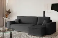 Sofa w kształcie L BEST narożnik tkanina Neve ciemnoszary prawy