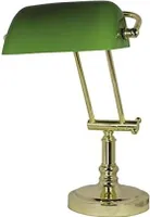 Bankerlampe aus Messing mit grünem Glasschirm