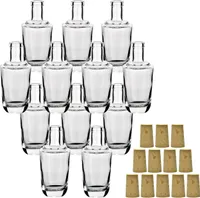 gouveo 12er Set Glasflaschen 250 ml “Alchimia” mit Korken (SK) - Schöne Flaschen aus Glas - Leere Glasflasche zum Befüllen mit Likör, Whisky