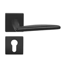 DOMINO Türgriff Drückergarnitur PZ - Profilzylinder Set | quadratische Rosette | Türklinke für Zimmertür, Bürotür, Kellertür & Innentür| Türbeschläge aus Znal| Schwarz Türdrückergarnitur |EASY QR SLIM BLACK