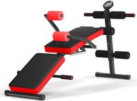 COSTWAY Sit Up Bench skladacia, tréningová lavička s nastaviteľnou výškou, fitness lavička, šikmá lavička, cvičebný bicykel do 130 kg, ideálna na sedacie svaly a zdvihy nôh (červená)