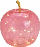 LED Glas Apfel 16 cm - rosa - Deko Frucht in Bruchglas Optik Batterie betrieben mit Timer