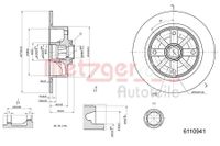 2x METZGER Bremsscheibe 6110941 vorne für VW für KAEFER für Kaefer Cabrio (15)