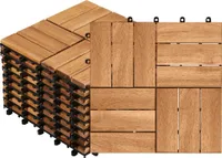 Yaheetech Terrassenfliesen Holzfliesen Akazie 30x30cm 10er Set-0,96m² Leicht Verlegbar Balkonfliesen Klicksystem Wetterfest Bodenfliesen Gartenfliesen