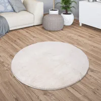 TT Home Teppich Wohnzimmer Kurzflor Anti-Rutsch Rückseite Einfarbiges Design Waschbar  Größe 160 cm Rund