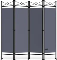 DEUBA® Trennwand 180x160cm 4 teilig Blickdicht Freistehend Faltbar Stabil Indoor Wohnzimmer Schlafzimmer Büro Raumteiler Spanische Wand Paravent Grau