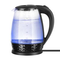 Lehmann 2L Glas-Wasserkocher für die Küche, 2200W elektrischer Wasserkocher aus Glas, Wasserkessel mit beleuchtetem Tank und verziertem Sockel