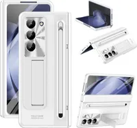 Pouzdro pro Samsung Galaxy Z Fold 5 galvanizované pouzdro se S Pen a držákem na pero, ochranná fólie na displej, ochrana pantu a stojánkem Bílý