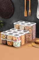 Hermia Concept, BNMPOLYWS18-51217, Vorratsdosen, Aufbewahrungsboxen-Set (18-teilig), Weiß, Plastik, 10 x 10 x 9,5 cm