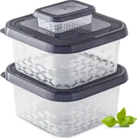 Zestaw Pojemników Plastikowych Do Żywności 3 Szt. Pojemniki Antracyt