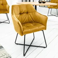riess-ambiente Design Stuhl LOFT Samt senfgelb mit Armlehne Esszimmerstuhl Essstuhl