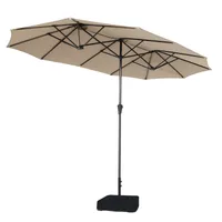 Sekey Doppelsonnenschirm 400 x 220 cm Oval Gartenschirm mit Ständer UV Schutz 50 für Garten Terrasse Marktschirm, Taupe