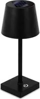 LED Solar Akku Touch Leuchte warm weiß - 26 x 11 cm - Garten Kunststoff Tischlampe in schwarz - Garten Deko Beleuchtung für Terrasse Balkon Lampe dimmbar zum Hinstellen