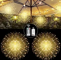 2er Set 200 LED Starburst Feuerwerks Licht Warmweiß 8 Modi Lichterkette Batteriebetrieben Party Garten Weihnachten Deko
