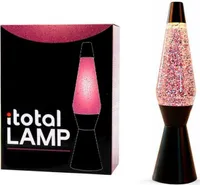 Lávová lampa čierna/ružová s trblietkami, 40 cm