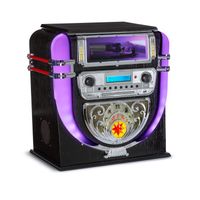 auna Graceland Mini Jukebox, Jukebox mit Plattenspieler, DAB+/FM-Radio, Musikbox retro, CD-Player, LED