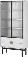 Selsey Stoon - Vitrine mit 3 Regalböden und 2 Schubladen, weiß, 175 cm
