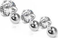 Autiga® Ohr Piercing Zirkonia Stecker Tragus Helix Cartilage Barbell Kristalle Chirurgenstahl transparent Kugel Ø 4 mm