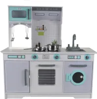 Bandits & Angels Holz-Kinderküche Dream Kitchen Küche Grau ab 3 Jahren für Jungen und Mädchen – Thekenhöhe 50 cm – inkl. 5 Zubehörteilen – Kinderküche – Holzküche